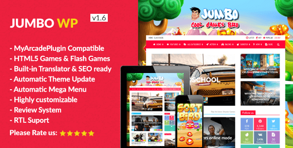 Jumbo -Magazine & Arcade Theme для игр HTML5